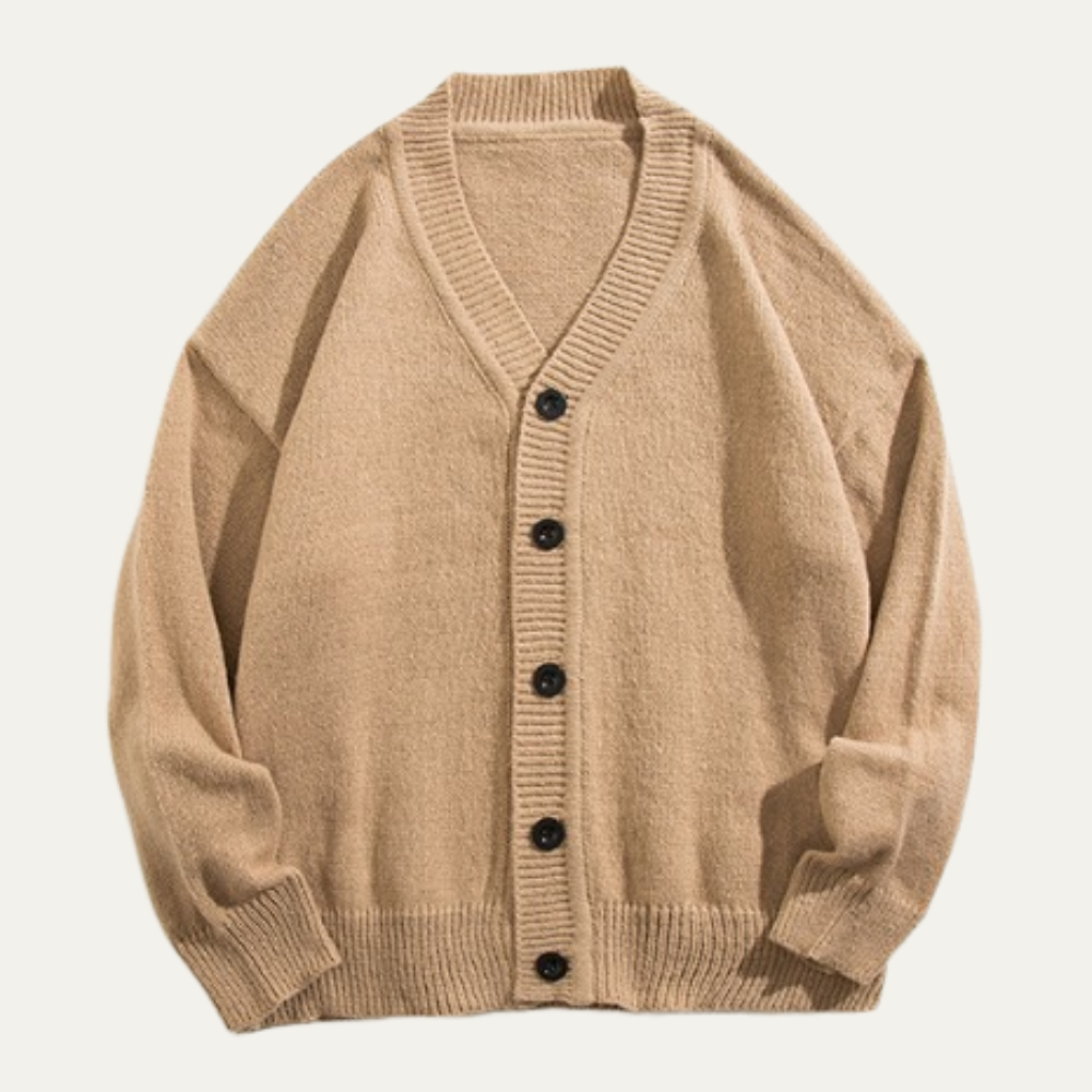 Axel | Men's Oversized Button Up Cardigan Gray V Neck