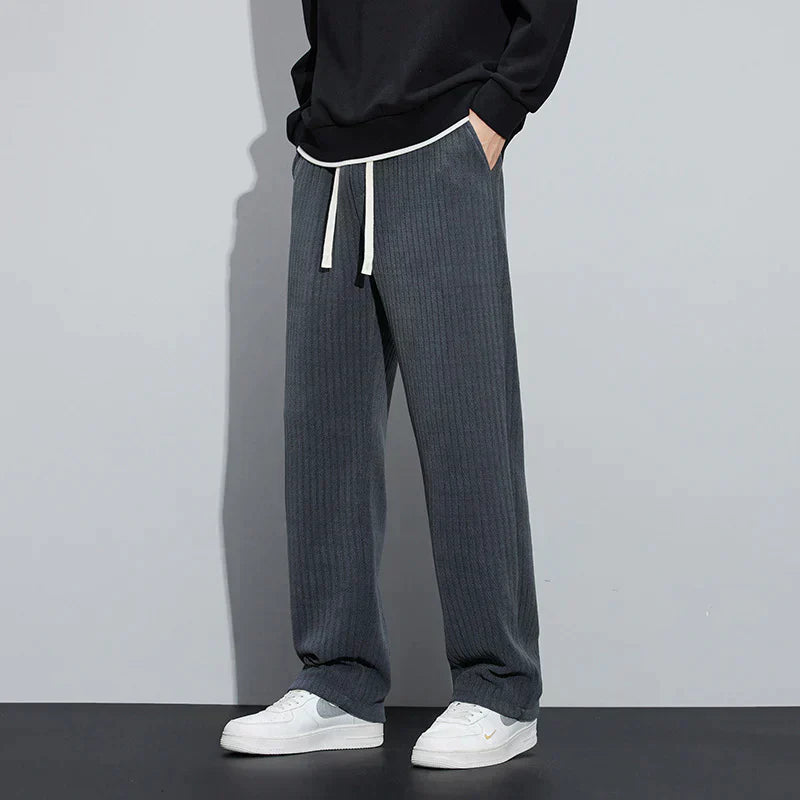 Wyatt | Men's Wide Leg Pants Black Relaxed Drawstring