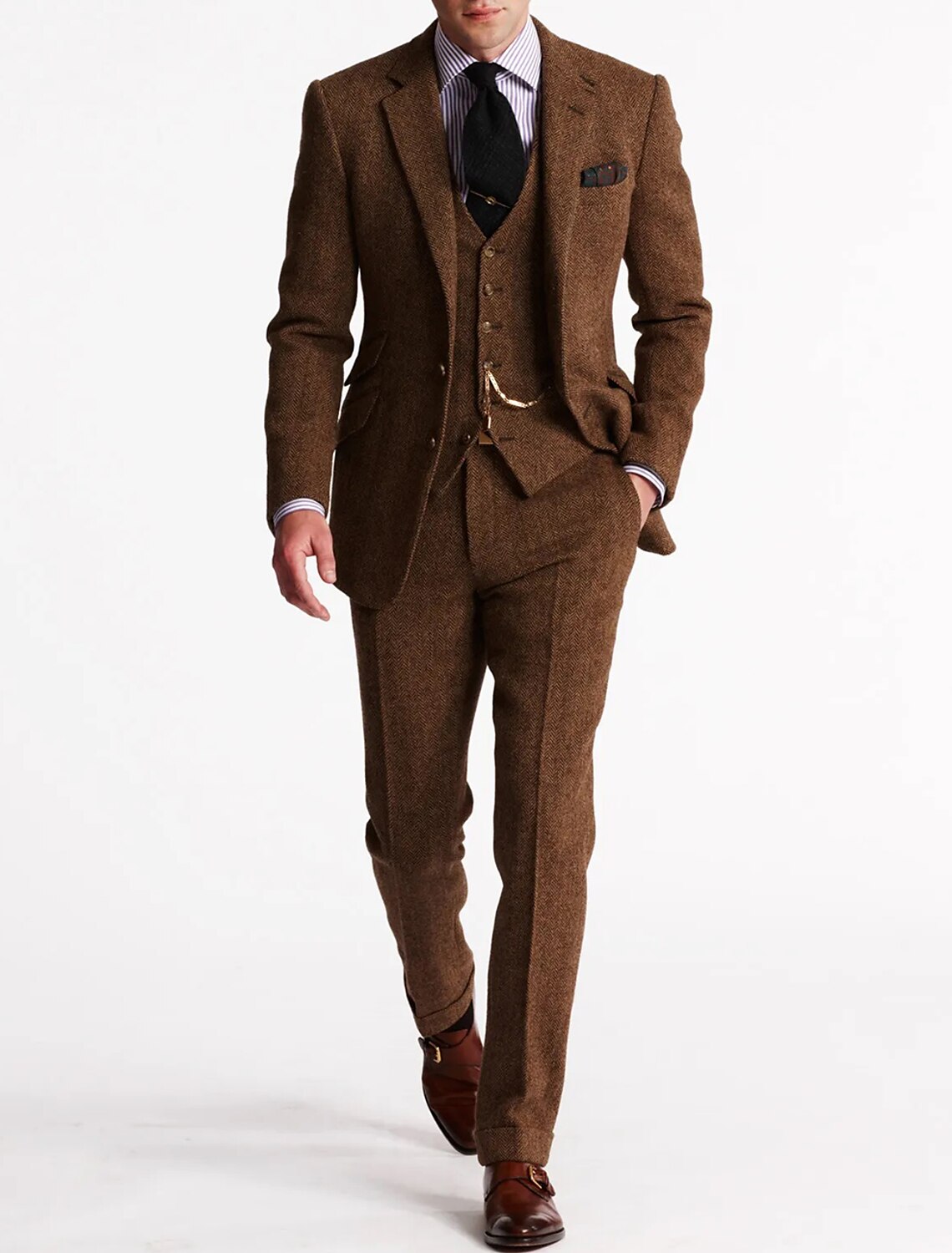 Wyatt | Men's Tweed Suit Brown Three Piece