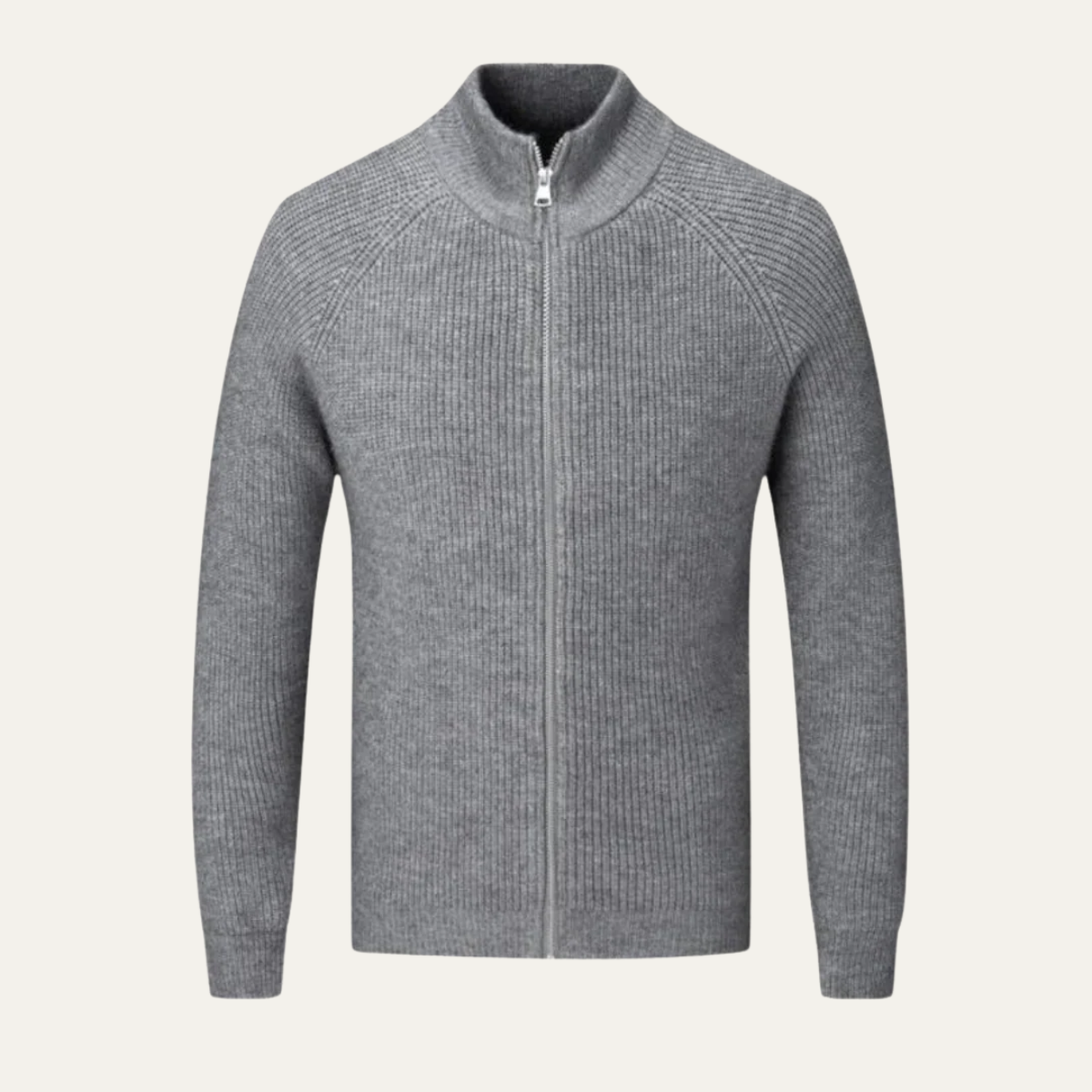 Kai | Men's Ribbed Quarter Zip Cardigan Olive Green