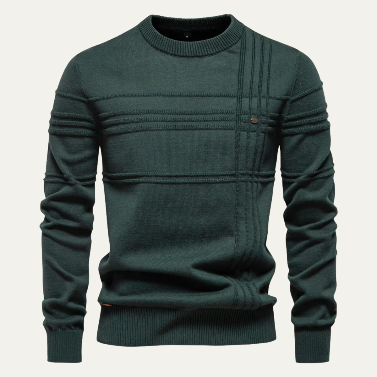 Jude | Men's Crew Neck Sweater Cream Cable Knit Detail