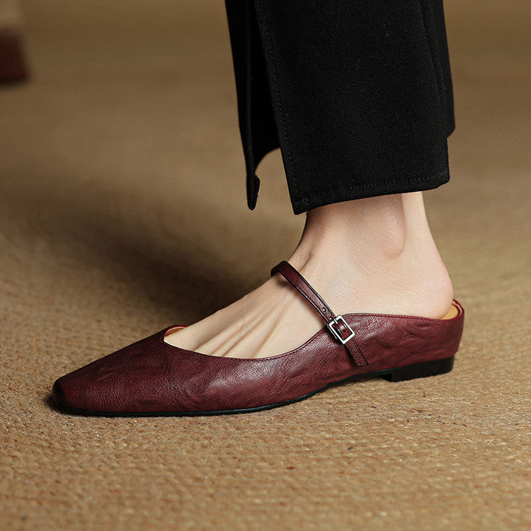 Demi | Women's Leather Mule Cream Ankle Strap