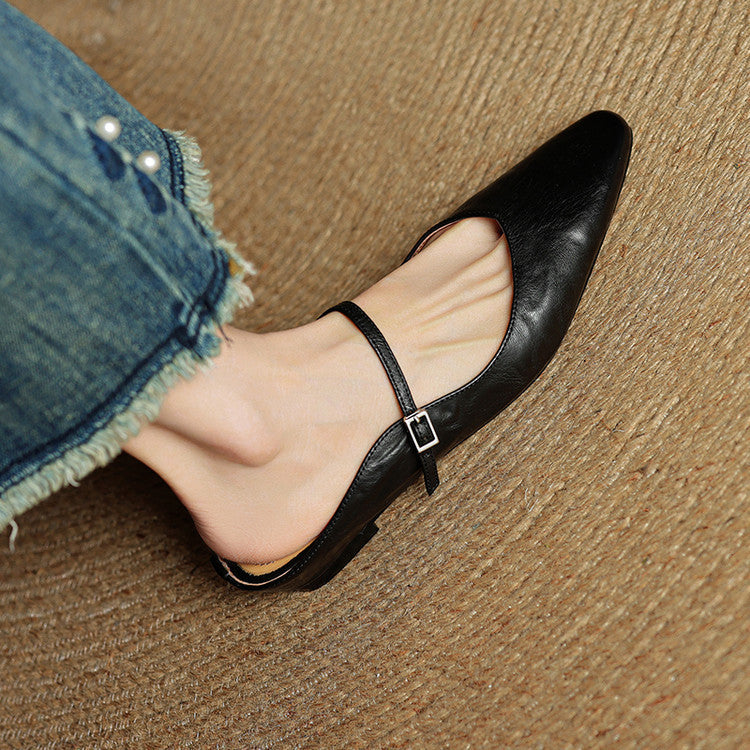 Demi | Women's Leather Mule Cream Ankle Strap