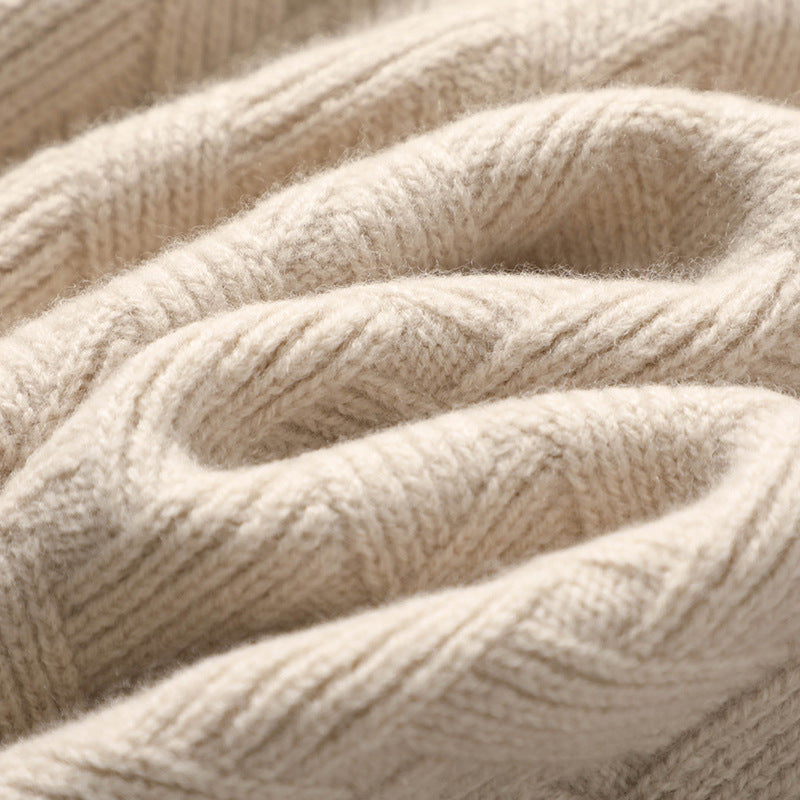 Camille | Women's Turtleneck Cable Knit Sweater Cream