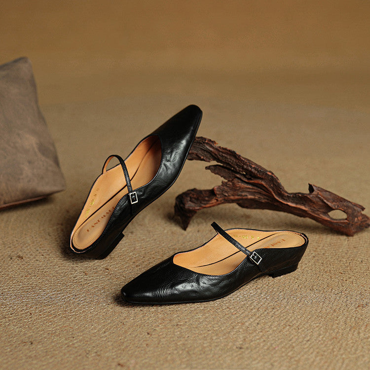 Demi | Women's Leather Mule Cream Ankle Strap