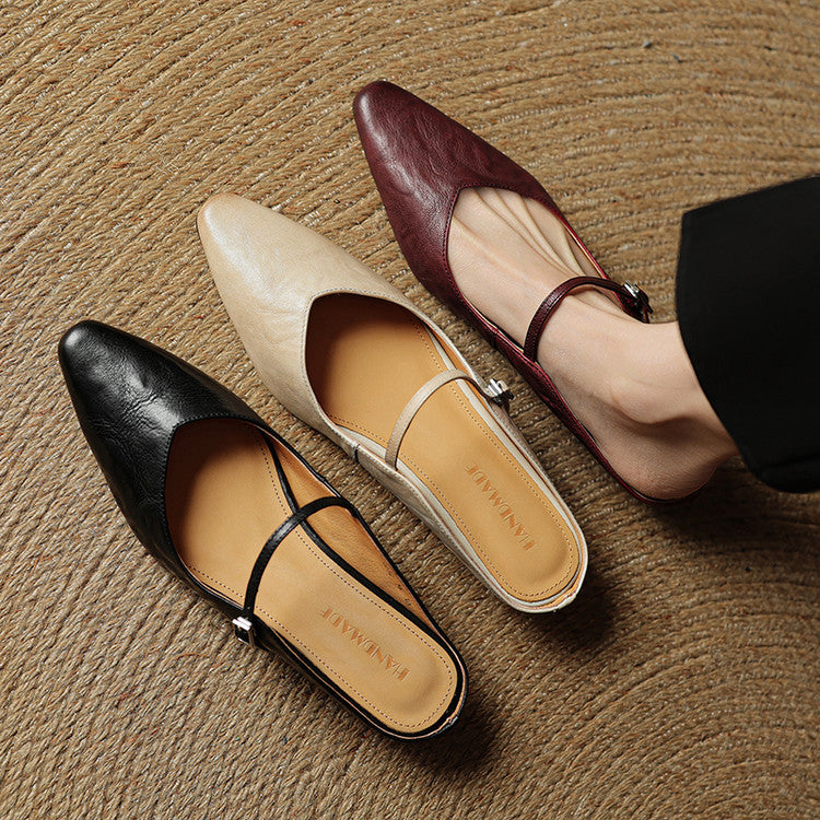 Demi | Women's Leather Mule Cream Ankle Strap