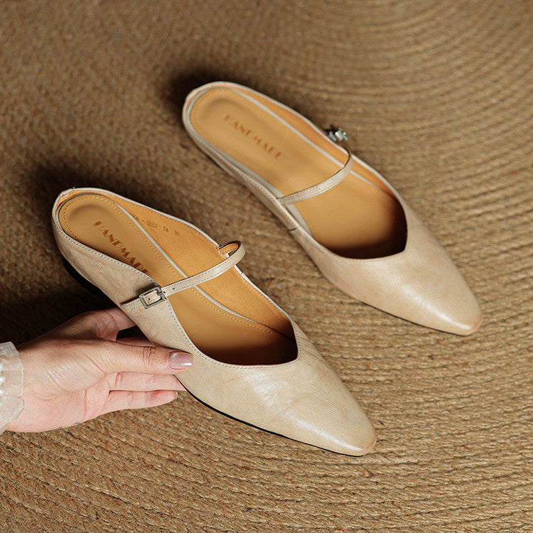 Demi | Women's Leather Mule Cream Ankle Strap