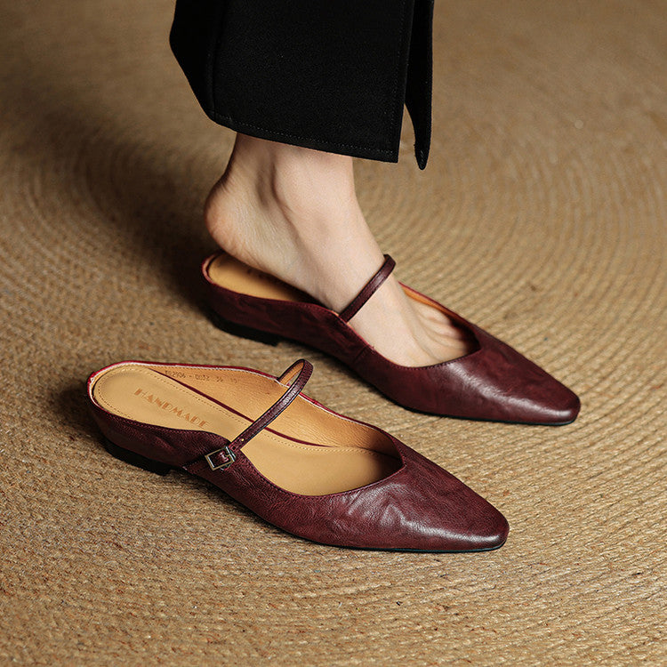 Demi | Women's Leather Mule Cream Ankle Strap