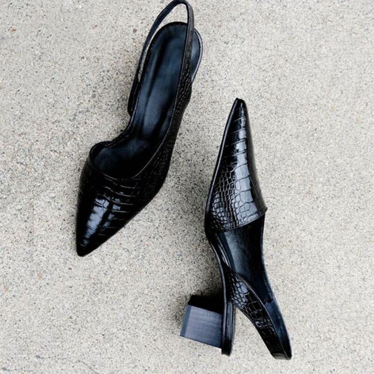 Aria | Women's Pointed Toe Block Heel Mules Black