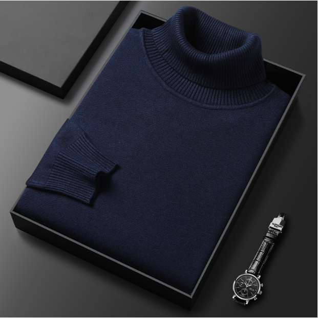Axel | Men's Turtleneck Sweater Light Blue Ribbed Knit
