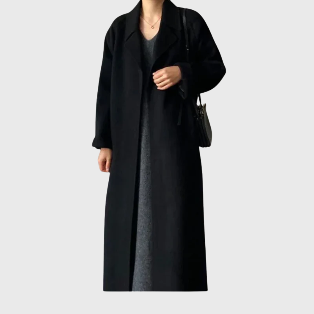 Lena | Women's Wool Coat Brown Belted Long Sleeve