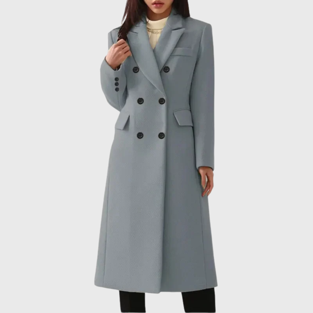 Ines | Women's Double Breasted Wool Coat Camel Long