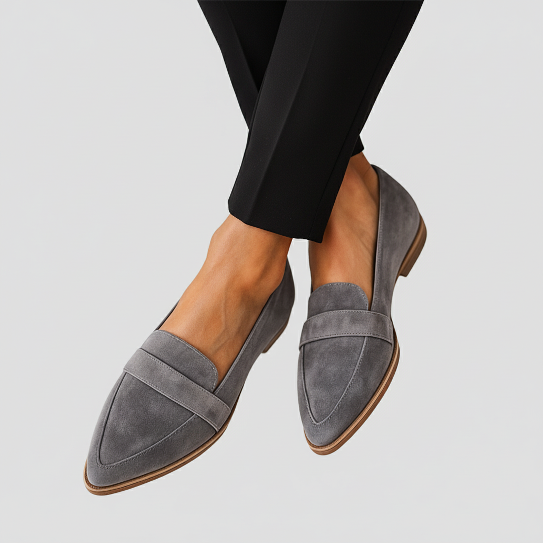Lola | Women's Pointed Toe Loafer Slip On Black Suede