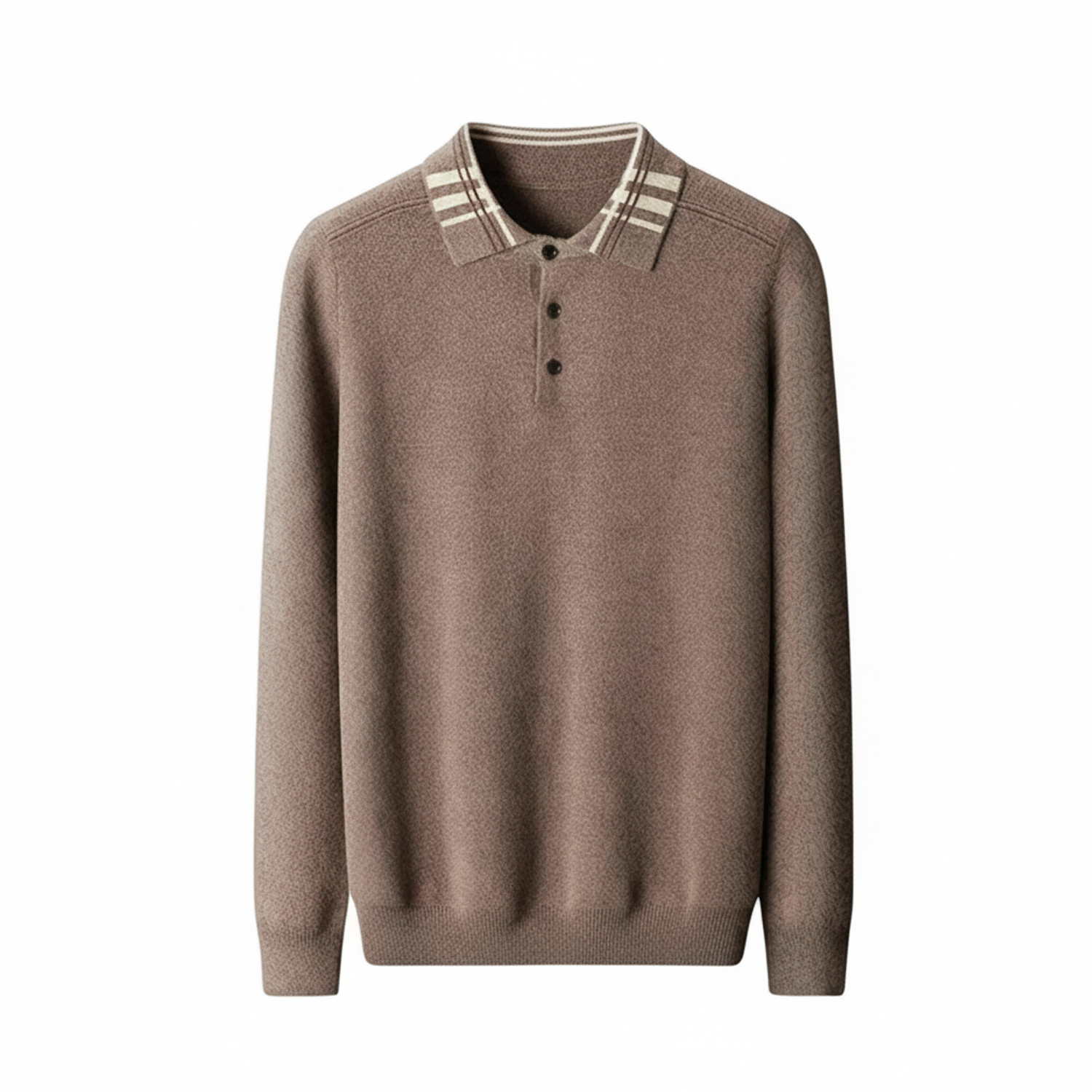 Axel | Men's Polo Collar Sweater Gray Stripe Trim