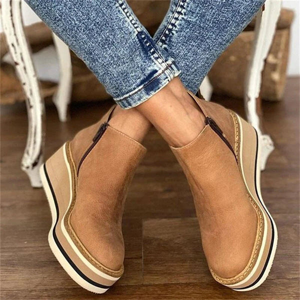Cleo | Women's Platform Ankle Boots Tan Comfort Sole