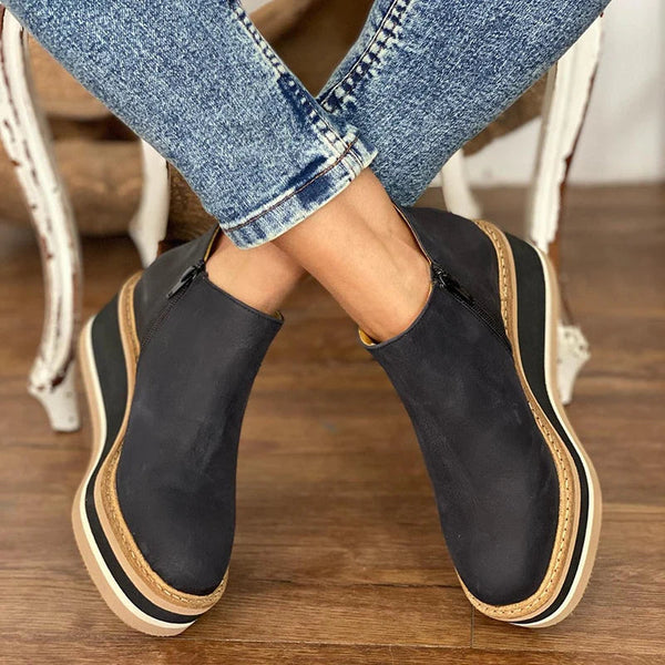 Cleo | Women's Platform Ankle Boots Tan Comfort Sole