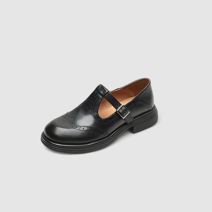 Ayla | Women's Brown Leather Mary Jane Flats Comfort Shoes