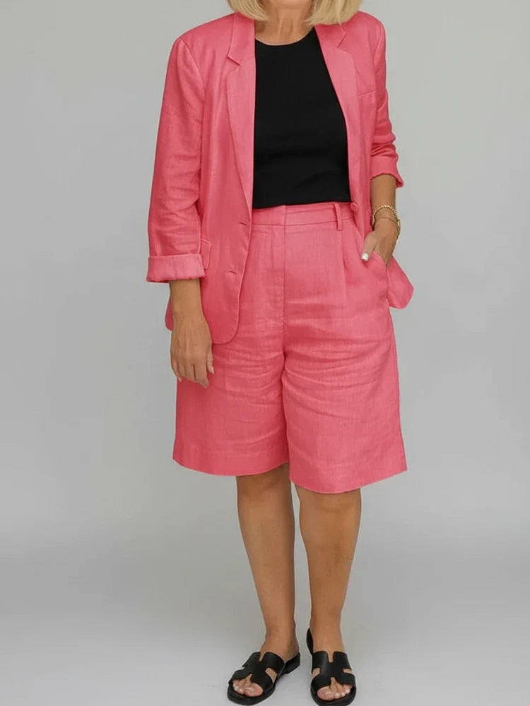 Margot | Women's Linen Blazer Cream Tailored Fit