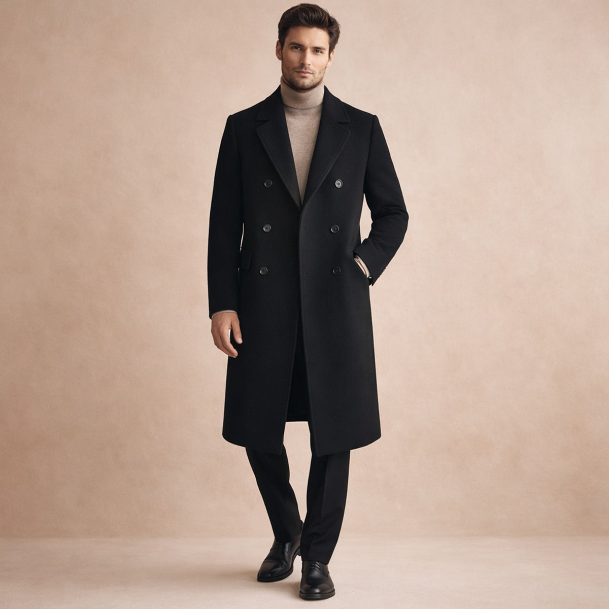Beau | Men's Double Breasted Overcoat Camel