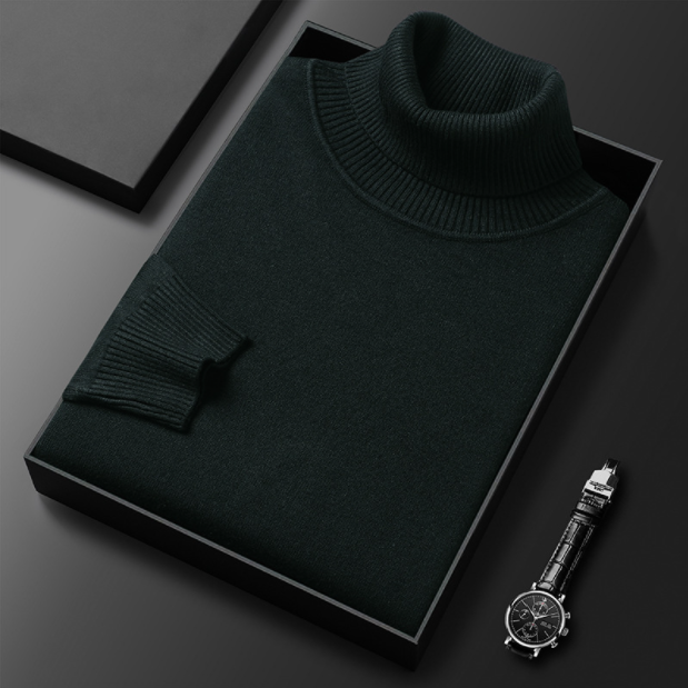 Axel | Men's Turtleneck Sweater Light Blue Ribbed Knit