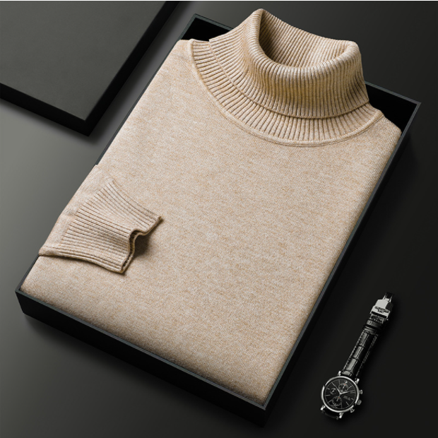 Axel | Men's Turtleneck Sweater Light Blue Ribbed Knit