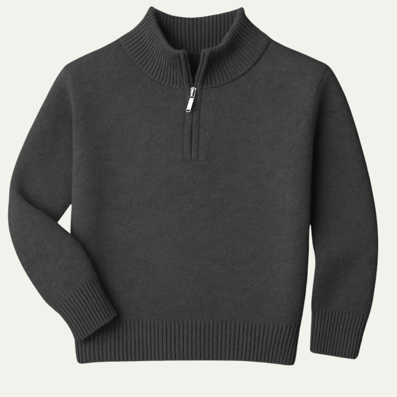 Bram | Men's Quarter Zip Sweater Brown Camel Crew Neck