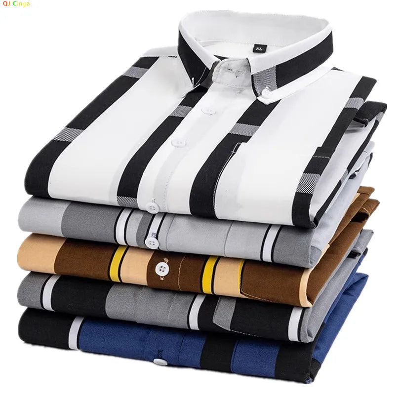 Axel | Men's Striped Button Up Shirt White Black