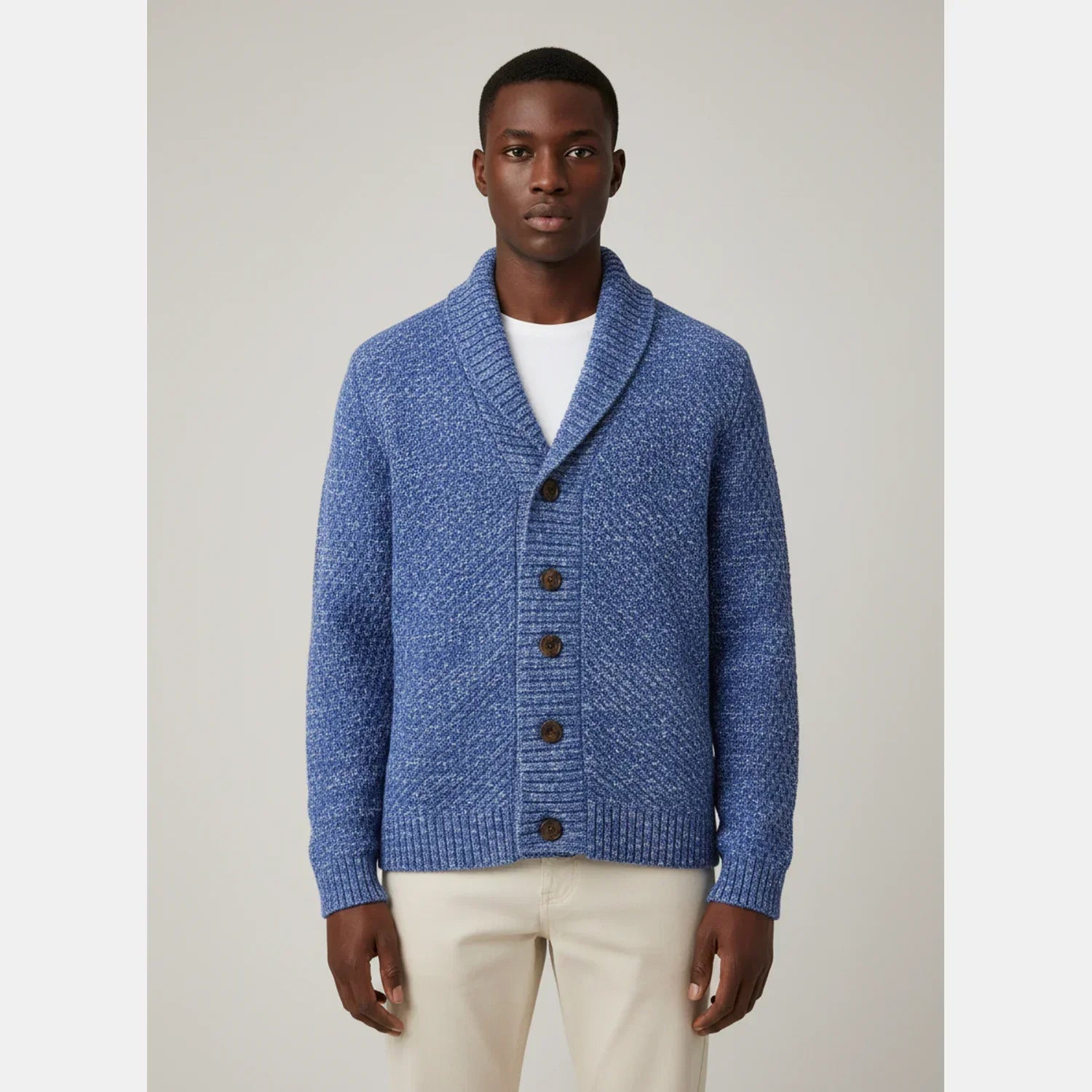 Axel | Men's Shawl Collar Cardigan Sweater Blue