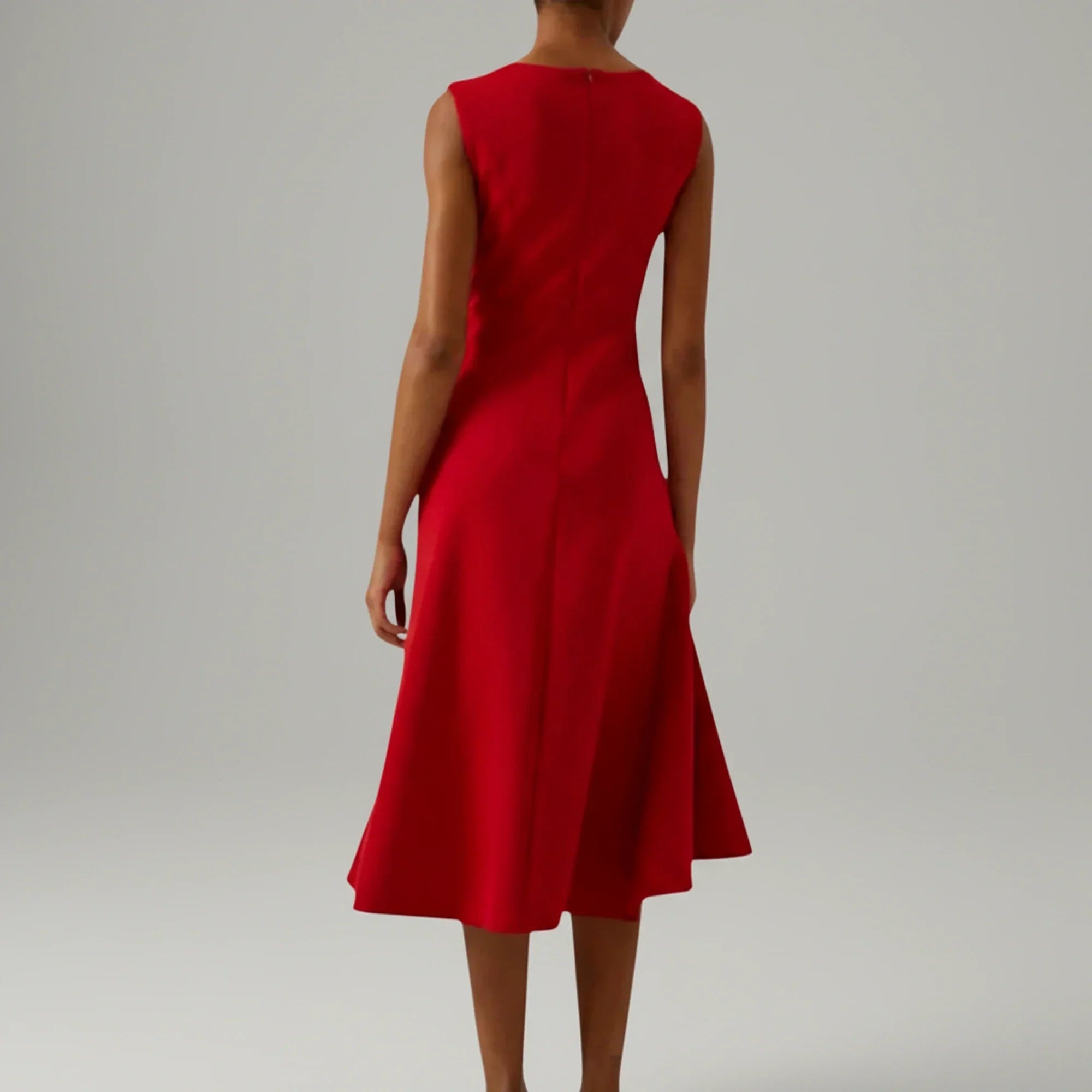 Cleo | Women's Wrap Midi Dress Red Sleeveless