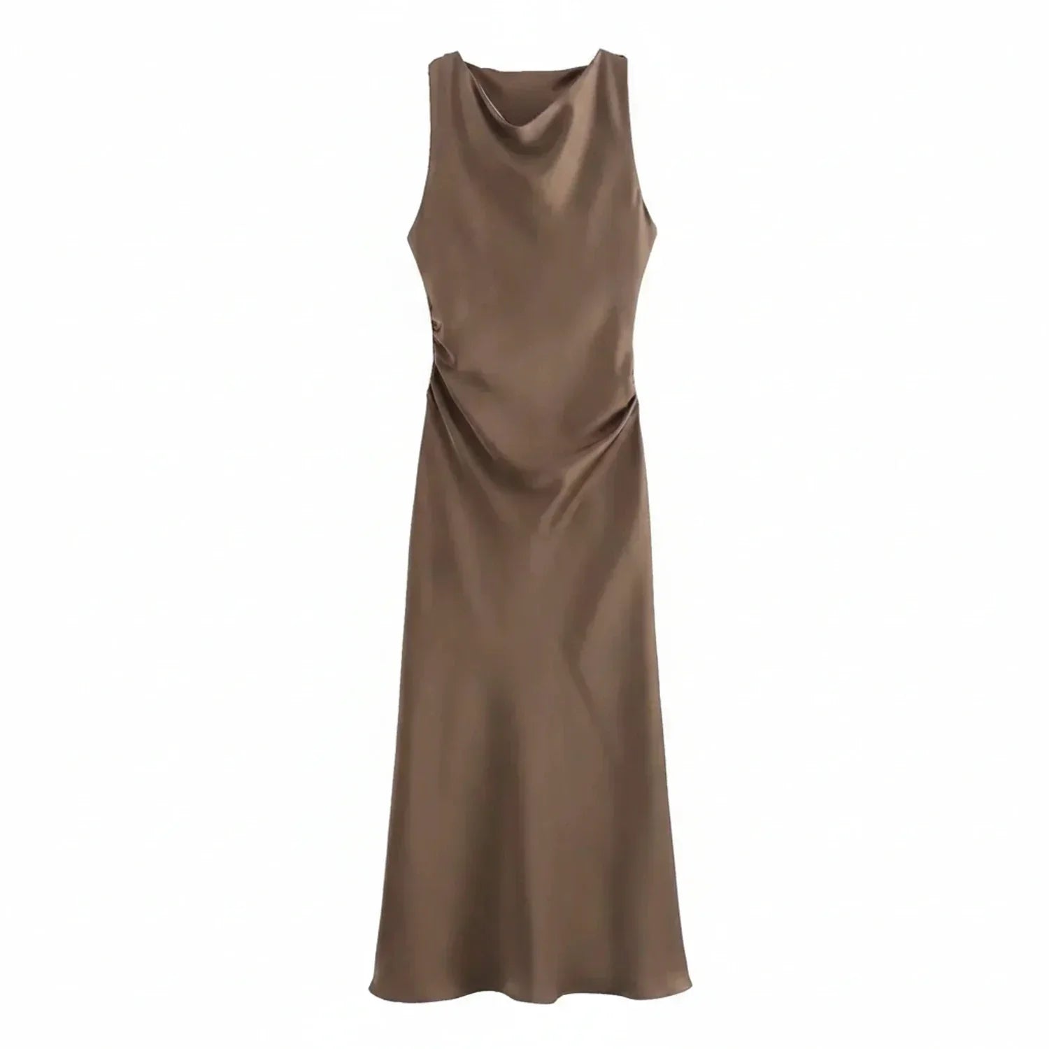 Alma | Women's Satin Maxi Dress Cowl Neck Blue