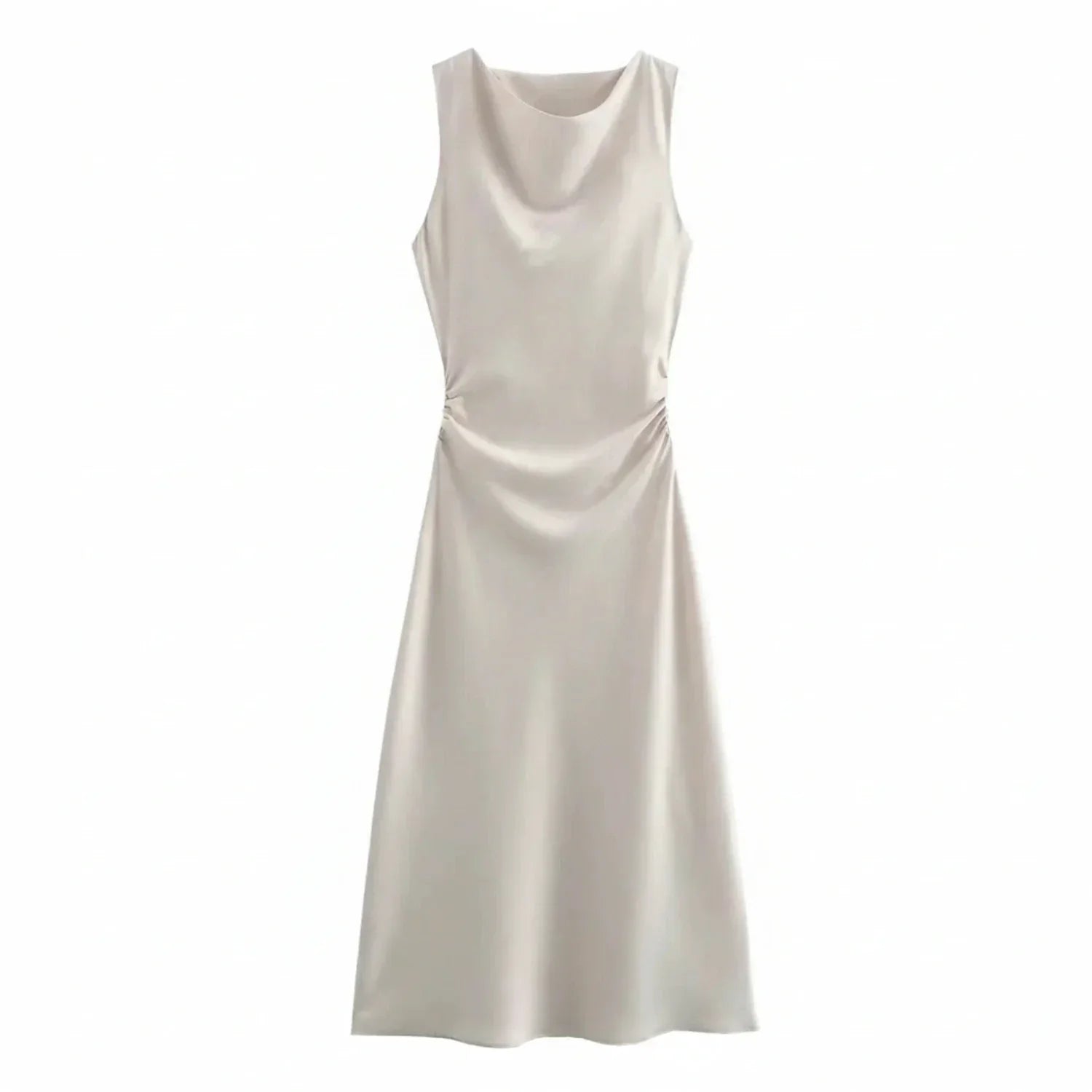 Alma | Women's Satin Maxi Dress Cowl Neck Blue