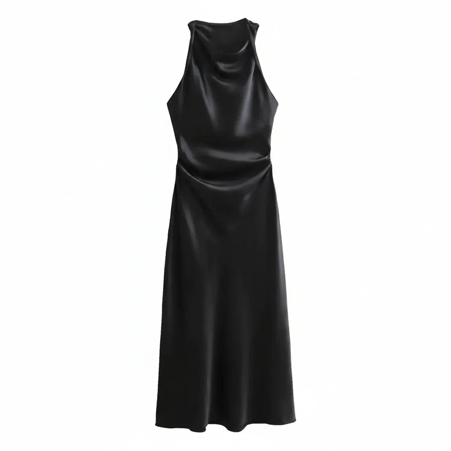 Alma | Women's Satin Maxi Dress Cowl Neck Blue