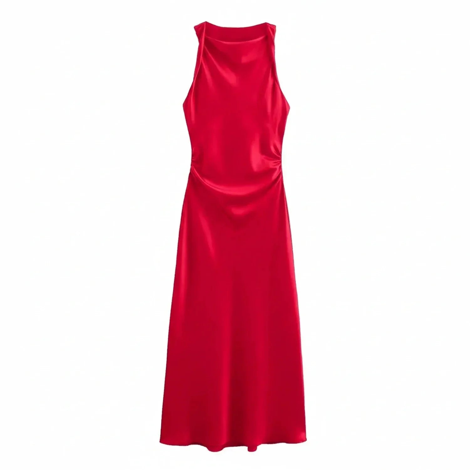 Alma | Women's Satin Maxi Dress Cowl Neck Blue