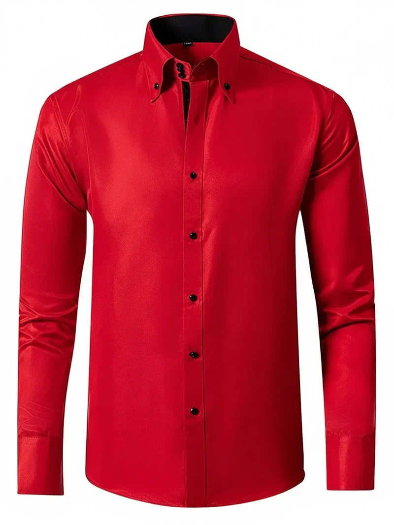 Rowan | Men's Button Up Dress Shirt Black Long Sleeve