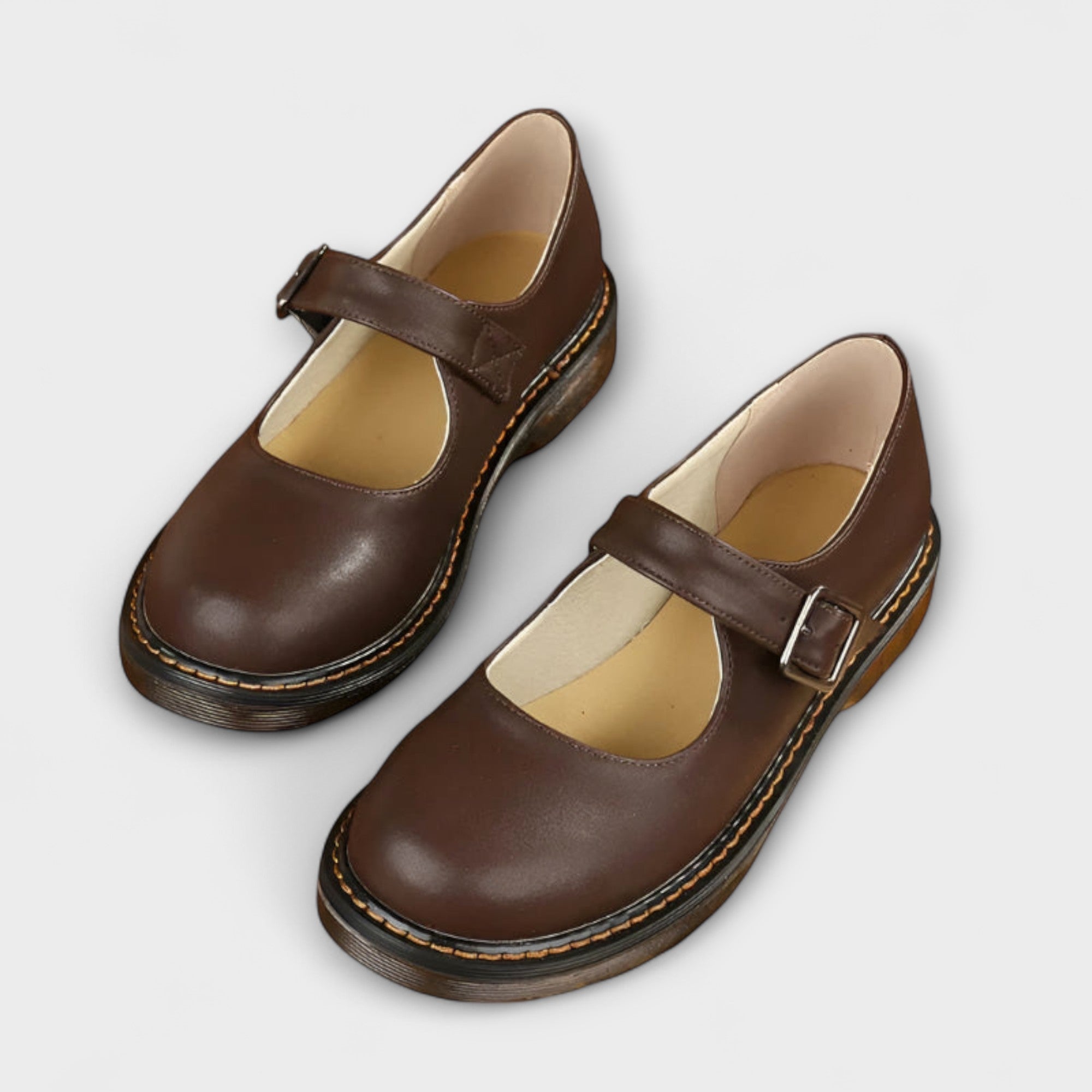 Margot | Women's Mary Jane Flat Black Leather Buckle