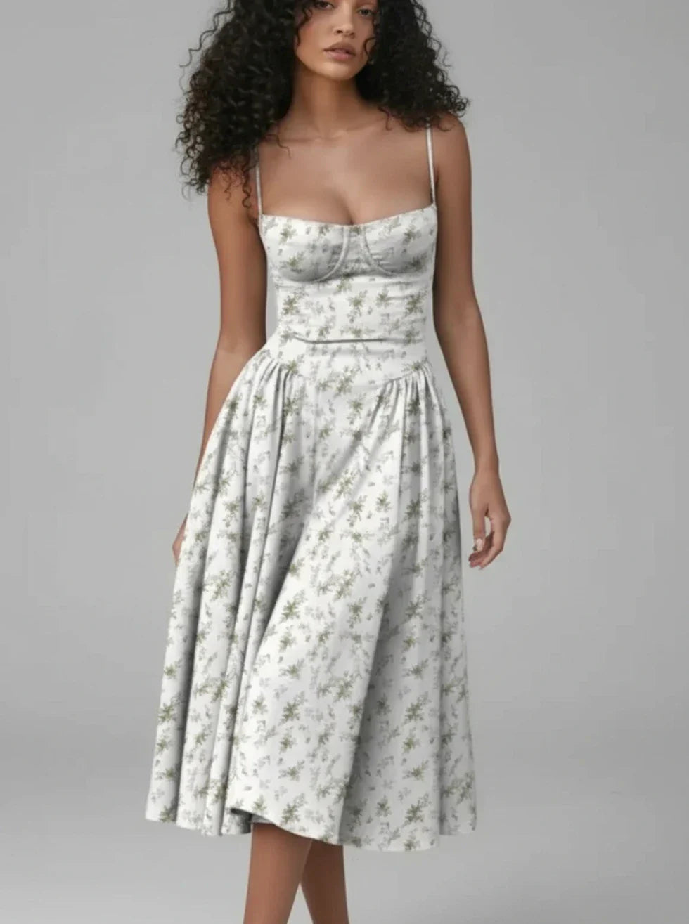 Isla | Women's Strapless A Line Midi Dress Cream