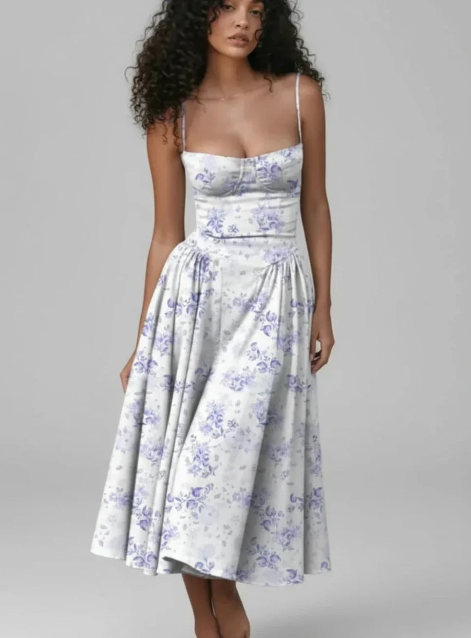 Isla | Women's Strapless A Line Midi Dress Cream