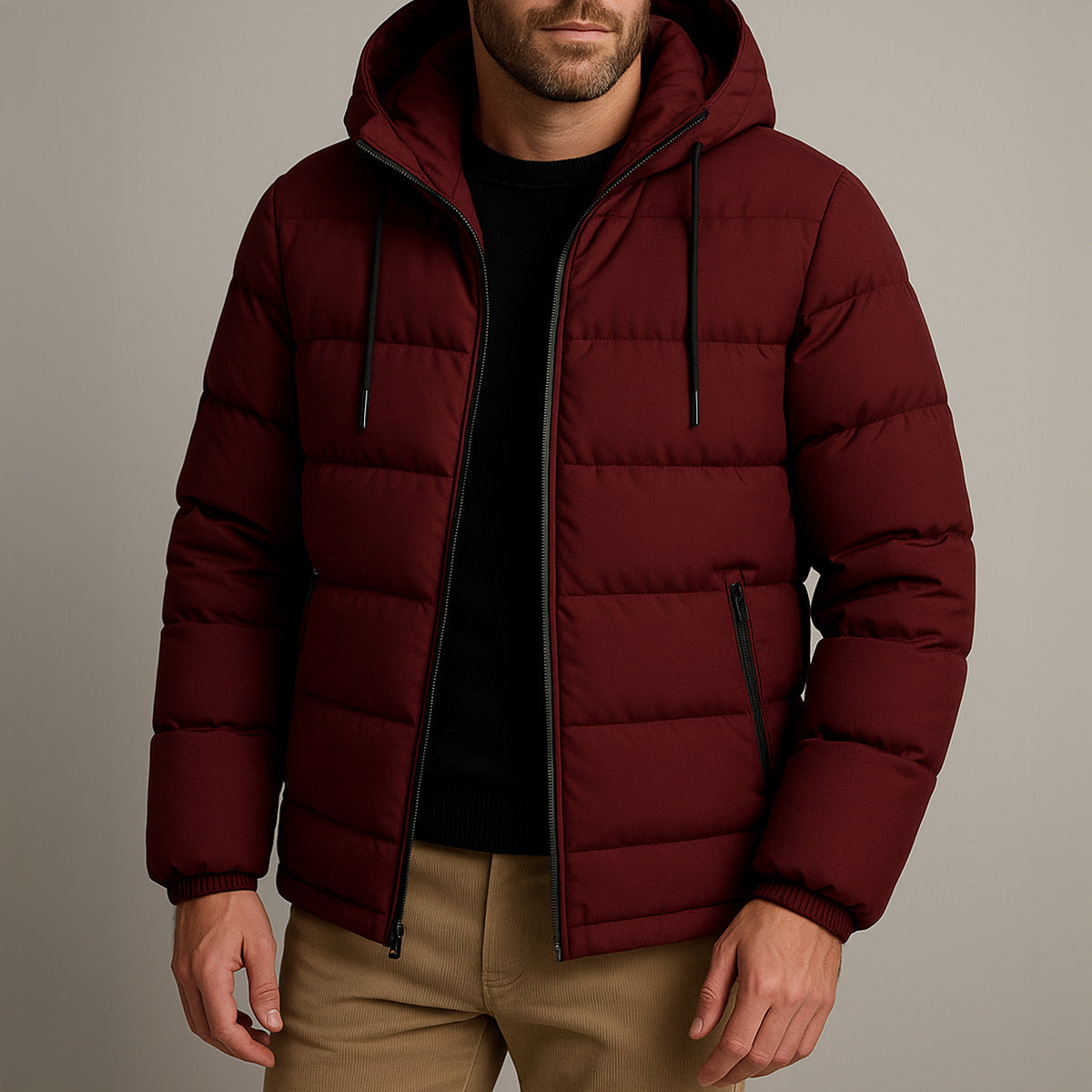 Bram | Men's Puffer Jacket Navy Hooded Quilted Winter Coat