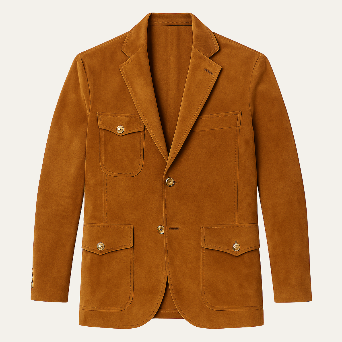 Rhys | Men's Casual Suede Blazer Tan With Chest Pockets