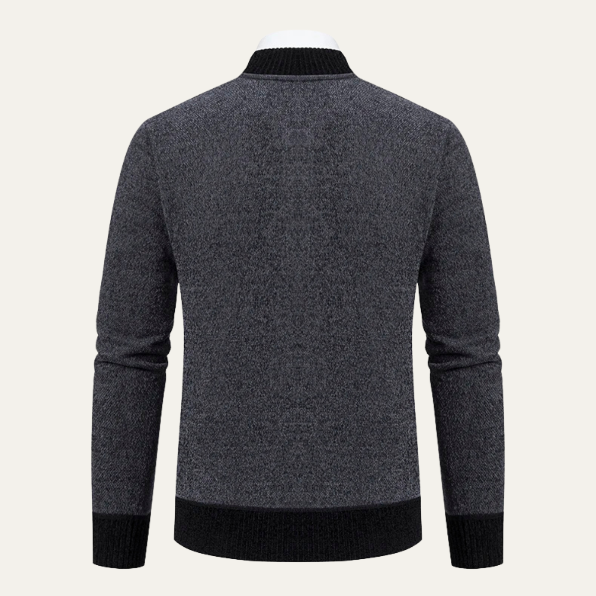 Bram | Men's Wool Blend Cardigan Navy Black Collar