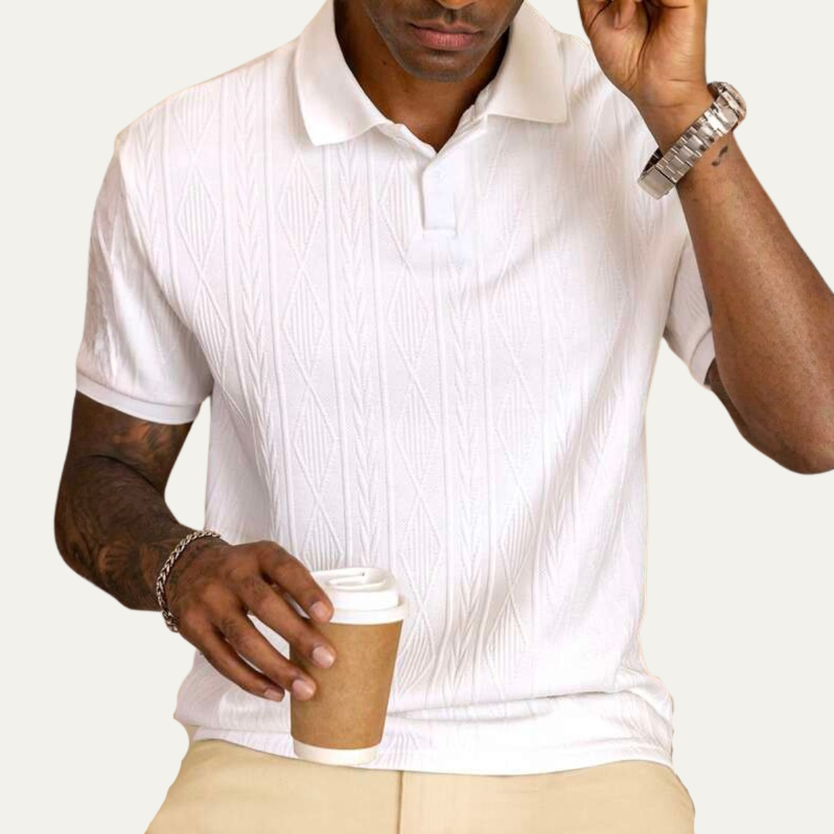 Sage | Men's Textured Polo Shirt Black