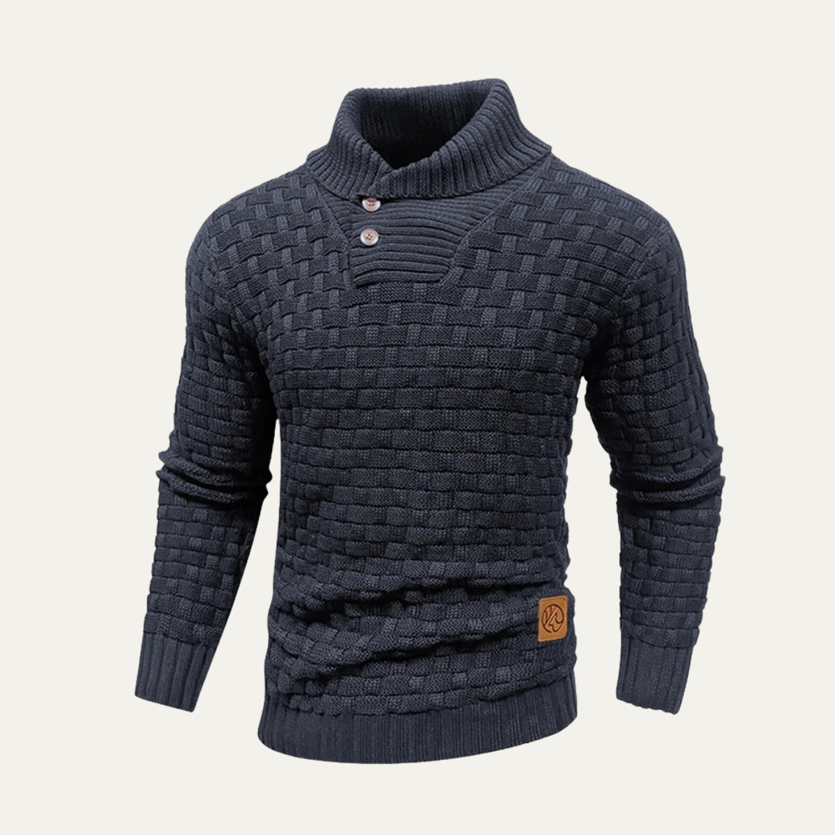 Bram | Men's Textured Knit Turtleneck Sweater Charcoal