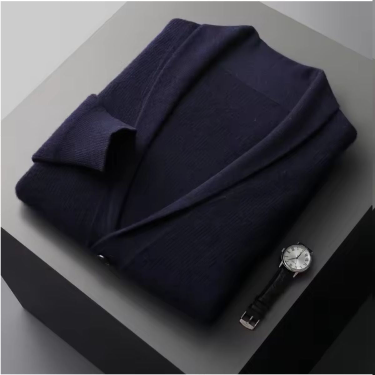 Axel | Men's Cream Ribbed Cardigan Sweater Button Up Pockets