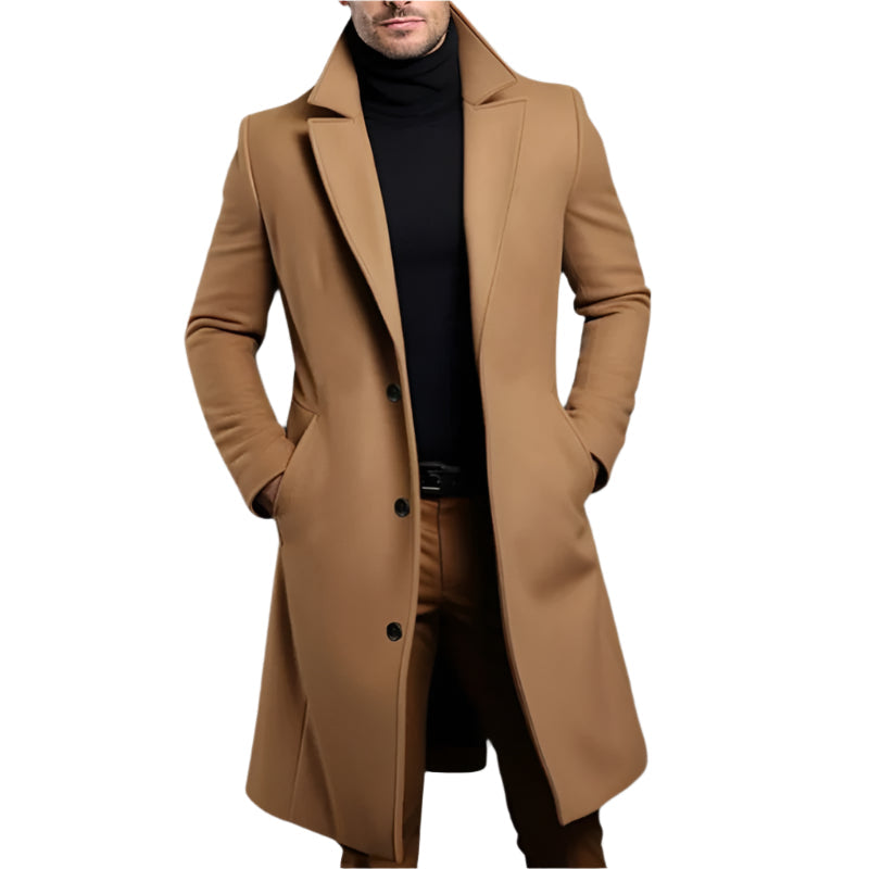 Voss | Men's Black Wool Overcoat Long Length