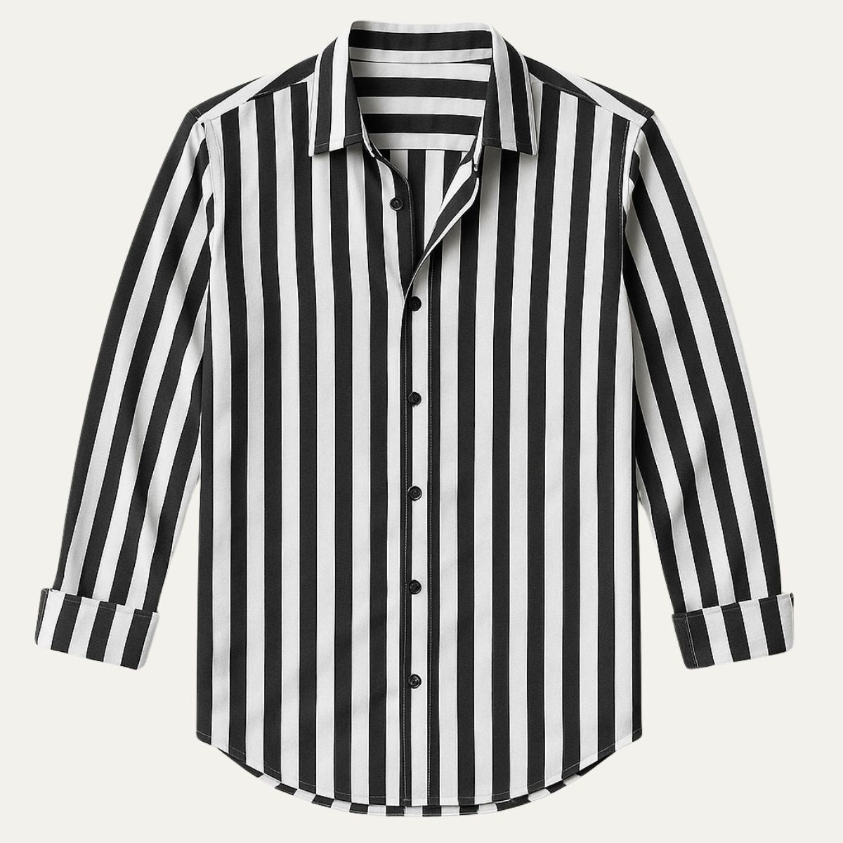 Camille | Men's Striped Linen Shirt Long Sleeve Blue Cream