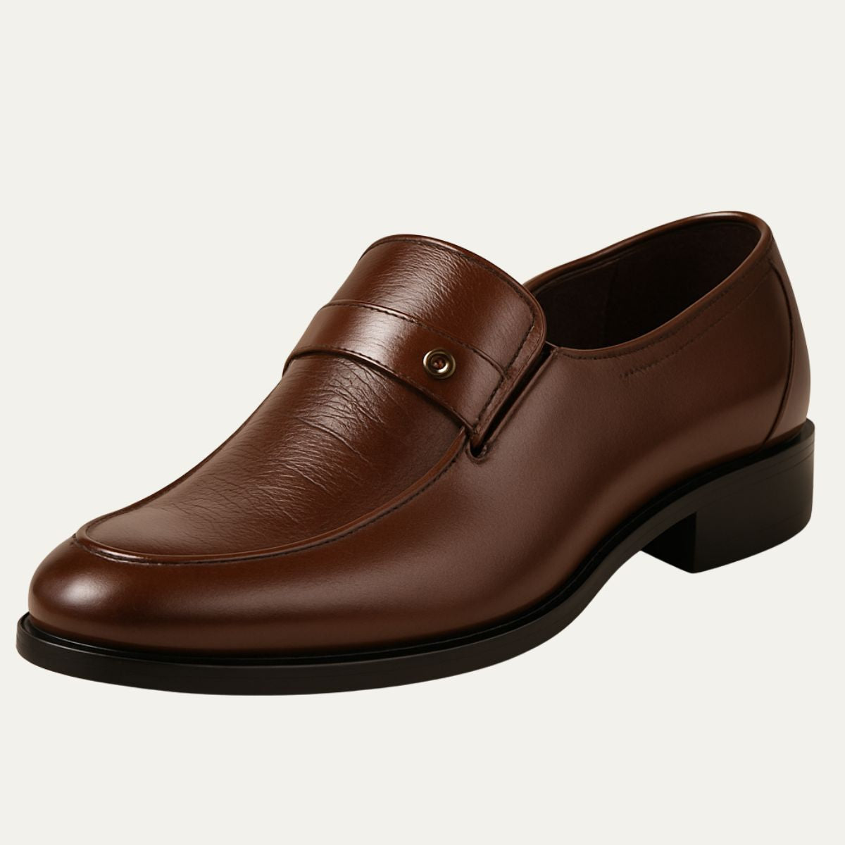 Beau | Men's Leather Loafer Brown Block Heel