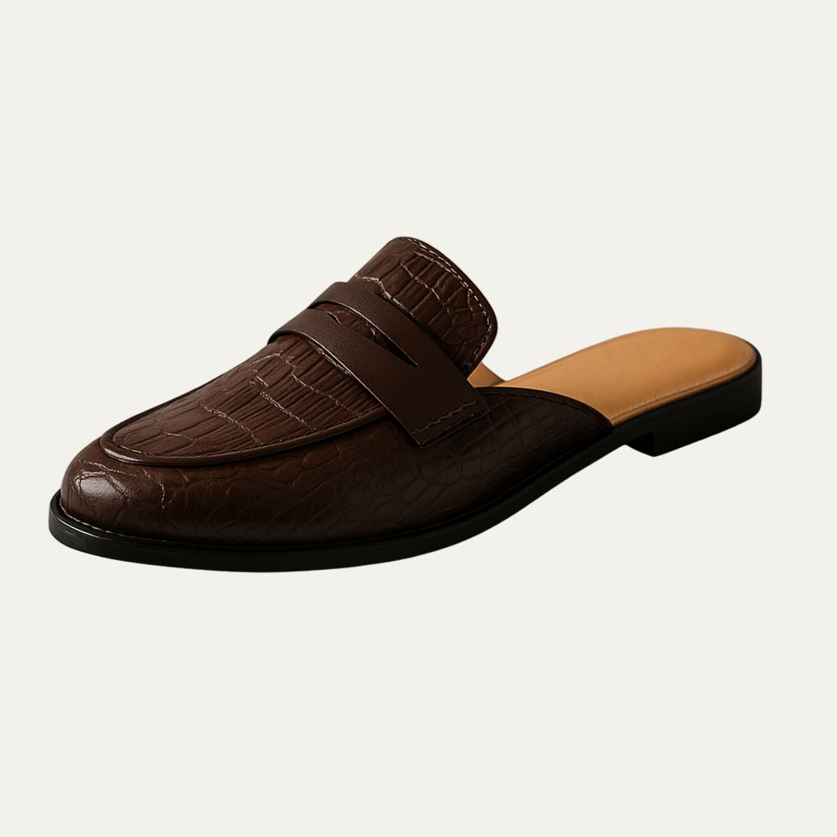 Axel | Men's Crocodile Leather Loafer Brown Slip On