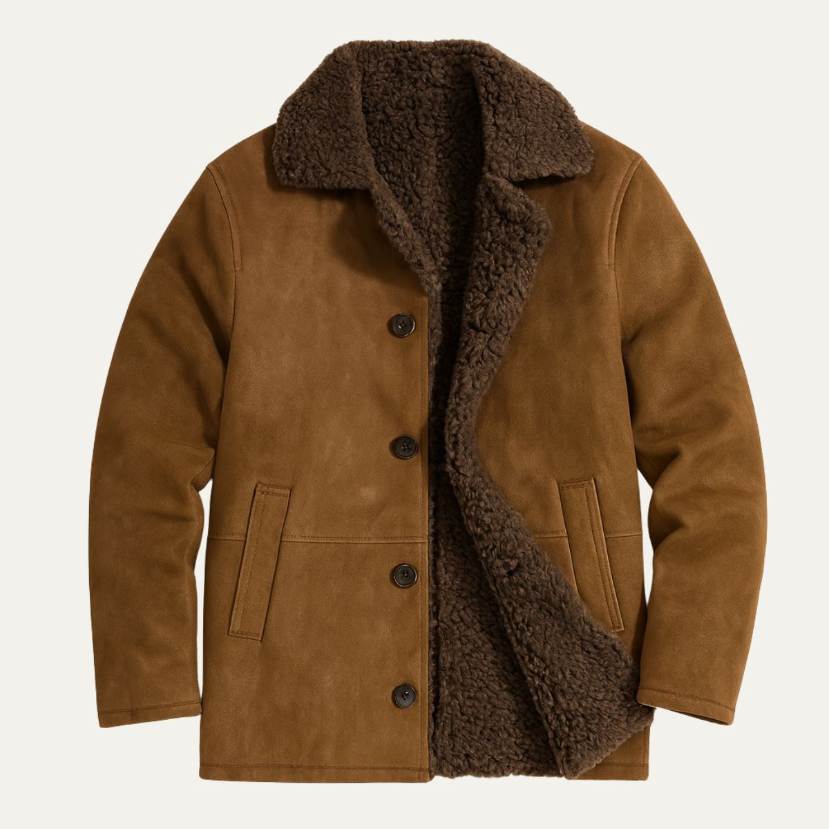 Voss | Men's Sherpa Lined Wool Overcoat Black