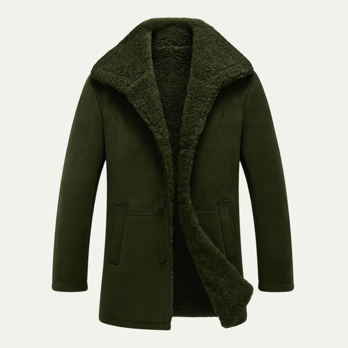 Voss | Men's Sherpa Lined Wool Overcoat Black