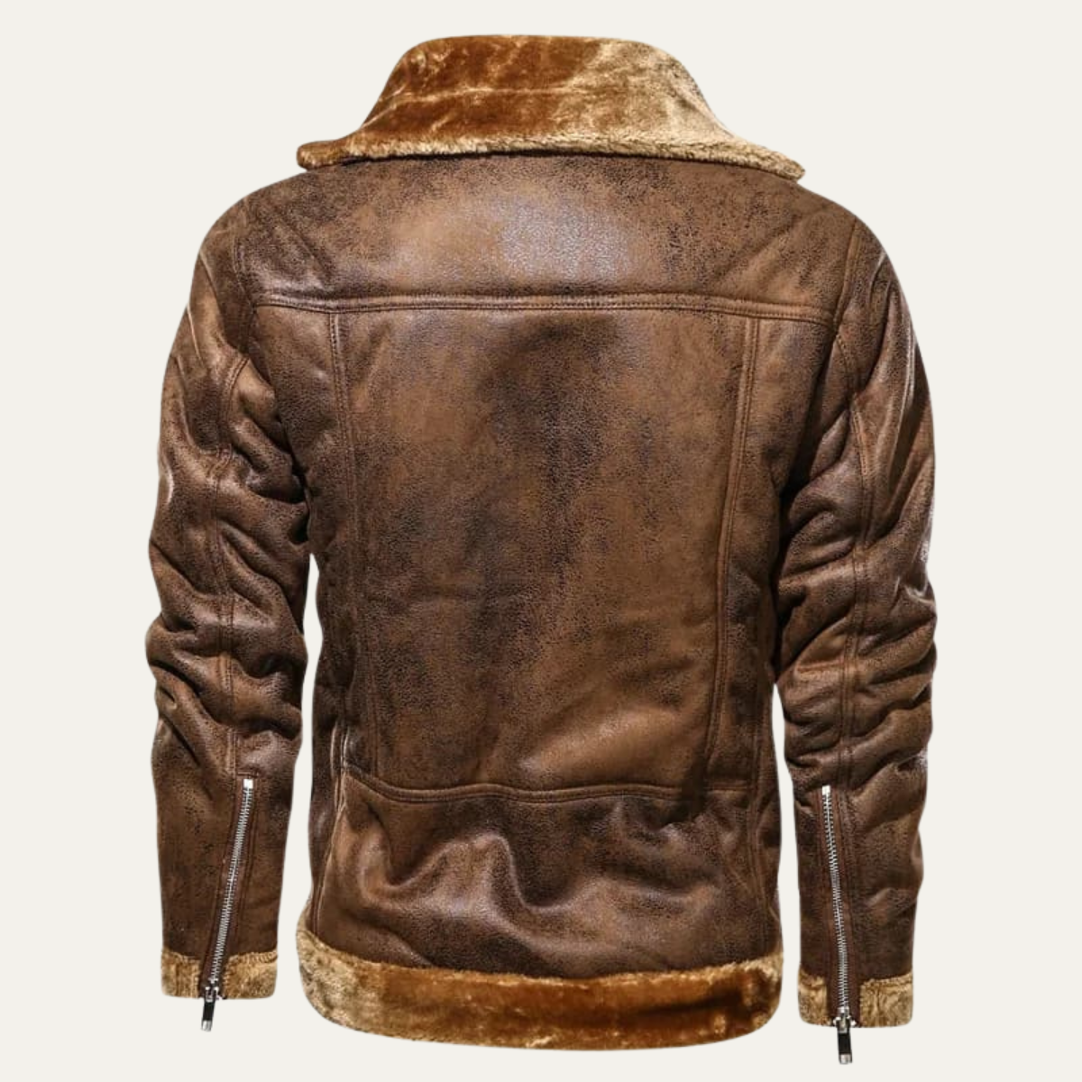 Axel | Men's Suede Sherpa Lined Moto Jacket Brown